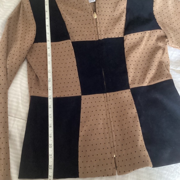 Vintage Brown Black zipper front color block Jessica Howard Jacket 6 Petite - Picture 8 of 13